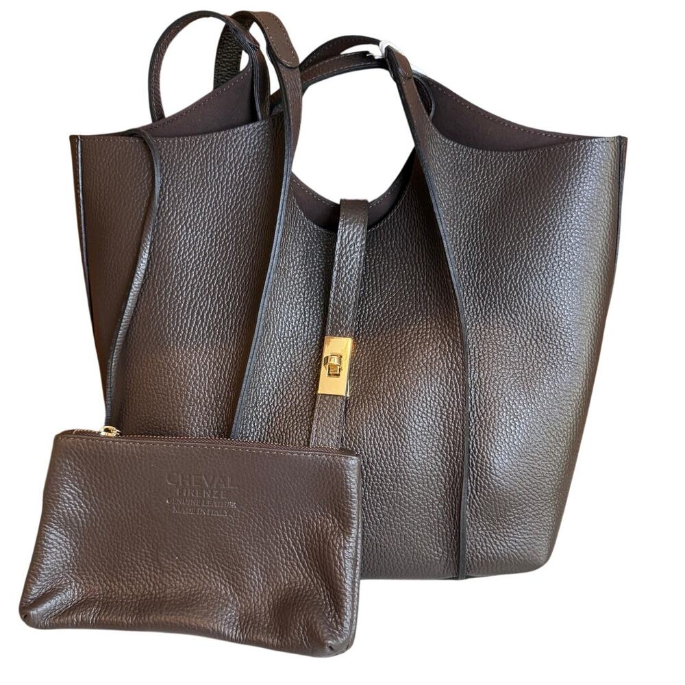 Cheval Firenze Oversized Pebbled Tote Bag Chocolate Brown